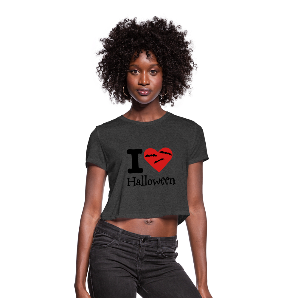 Women's Cropped T-Shirt "I Love Halloween" - deep heather