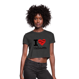 Women's Cropped T-Shirt "I Love Halloween" - deep heather