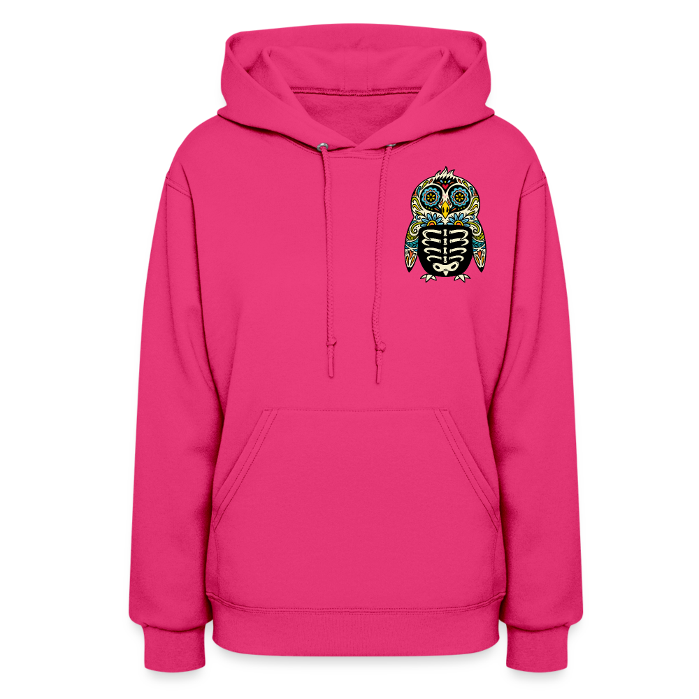 Women's Hoodie "Colorful Owl" - fuchsia