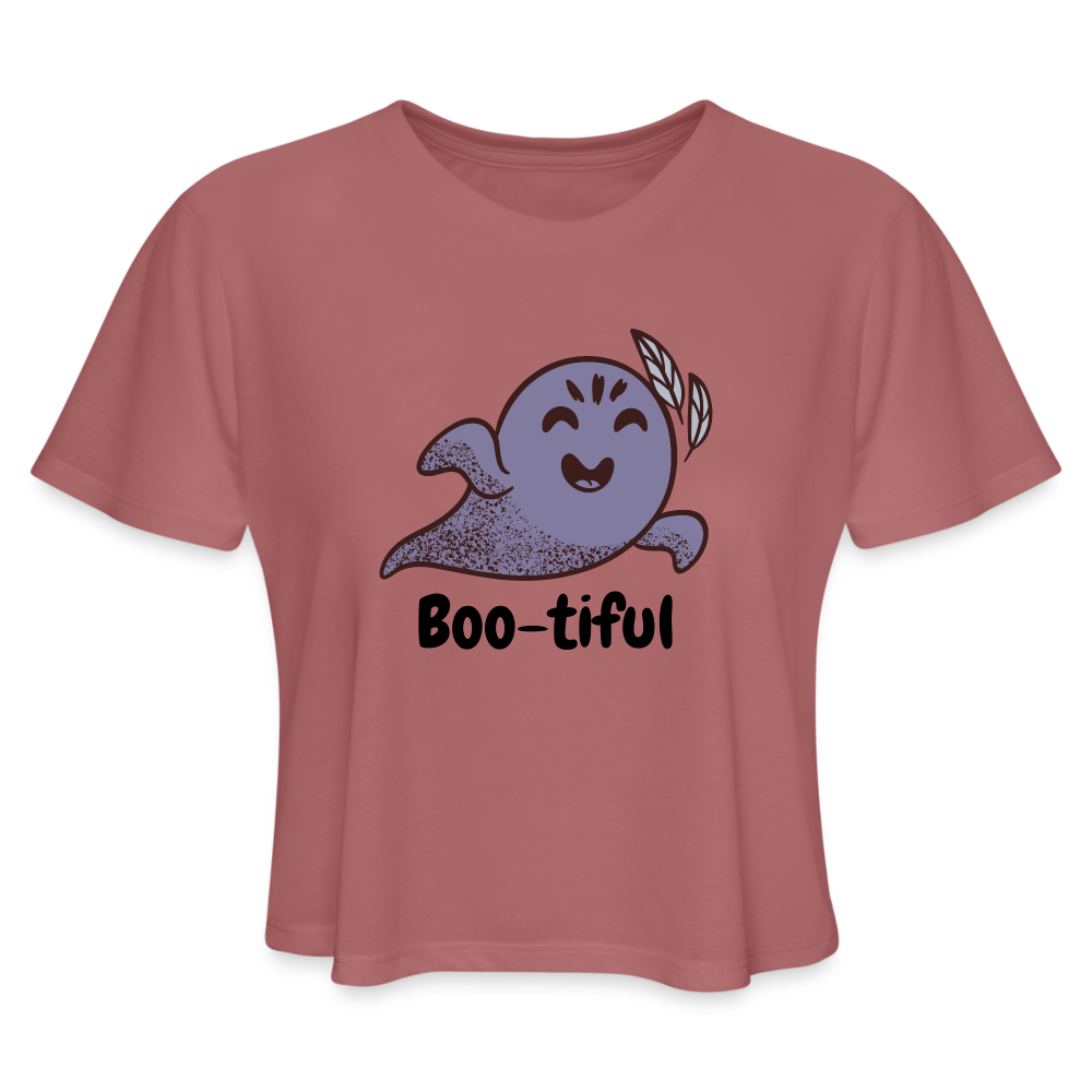 Women's Cropped T-Shirt "Boo-tiful" - mauve