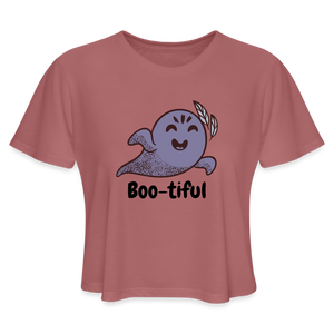 Women's Cropped T-Shirt "Boo-tiful" - mauve