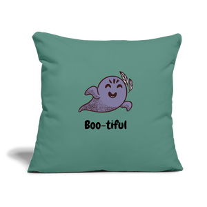 Throw Pillow Cover 18” x 18” "Boo-tiful" - cypress green