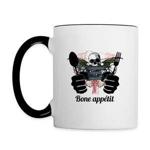 Contrast Coffee Mug "Bone appétit" - white/black