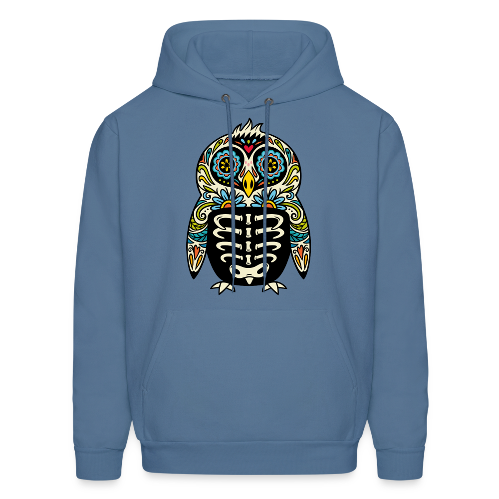 Men's Hoodie "Colorful Owl" - denim blue