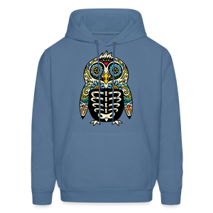 Men's Hoodie "Colorful Owl" - denim blue