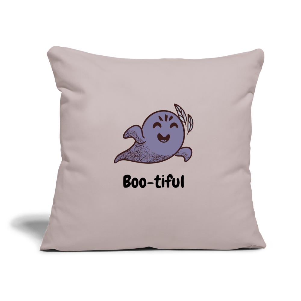 Throw Pillow Cover 18” x 18” "Boo-tiful" - light taupe