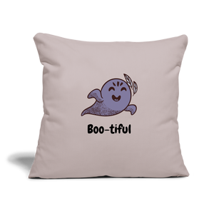 Throw Pillow Cover 18” x 18” "Boo-tiful" - light taupe