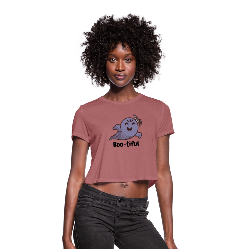 Women's Cropped T-Shirt "Boo-tiful" - mauve