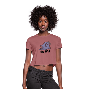 Women's Cropped T-Shirt "Boo-tiful" - mauve