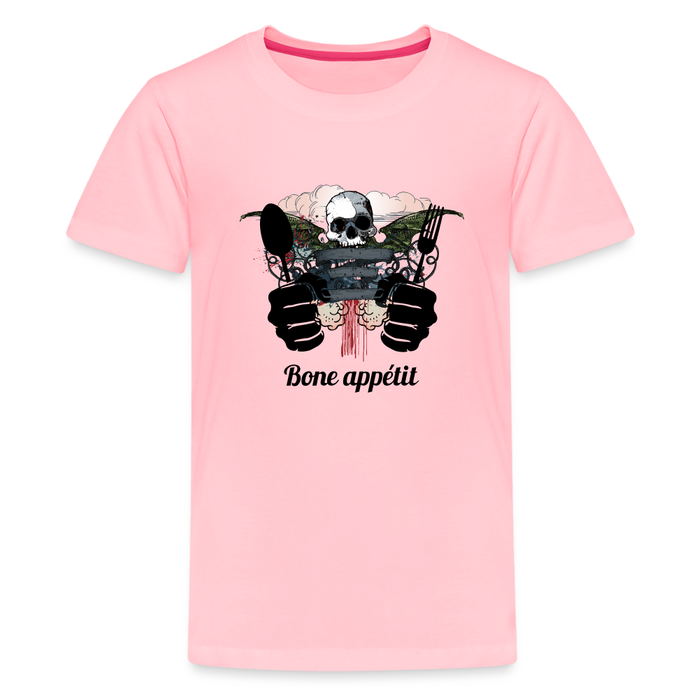 Kids' Premium T-Shirt "Bone appétit" - pink