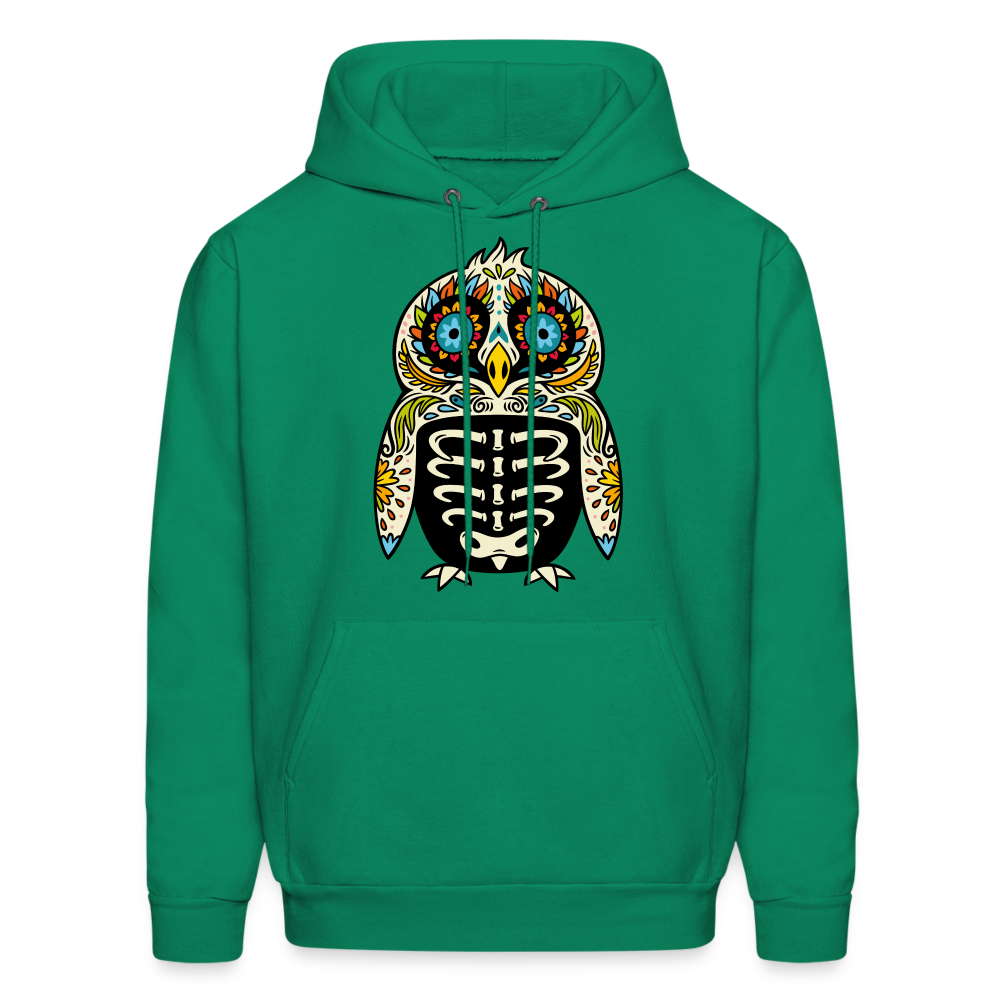 Men's Hoodie "Colorful Owl Blue Eyes" - kelly green