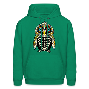 Men's Hoodie "Colorful Owl Blue Eyes" - kelly green