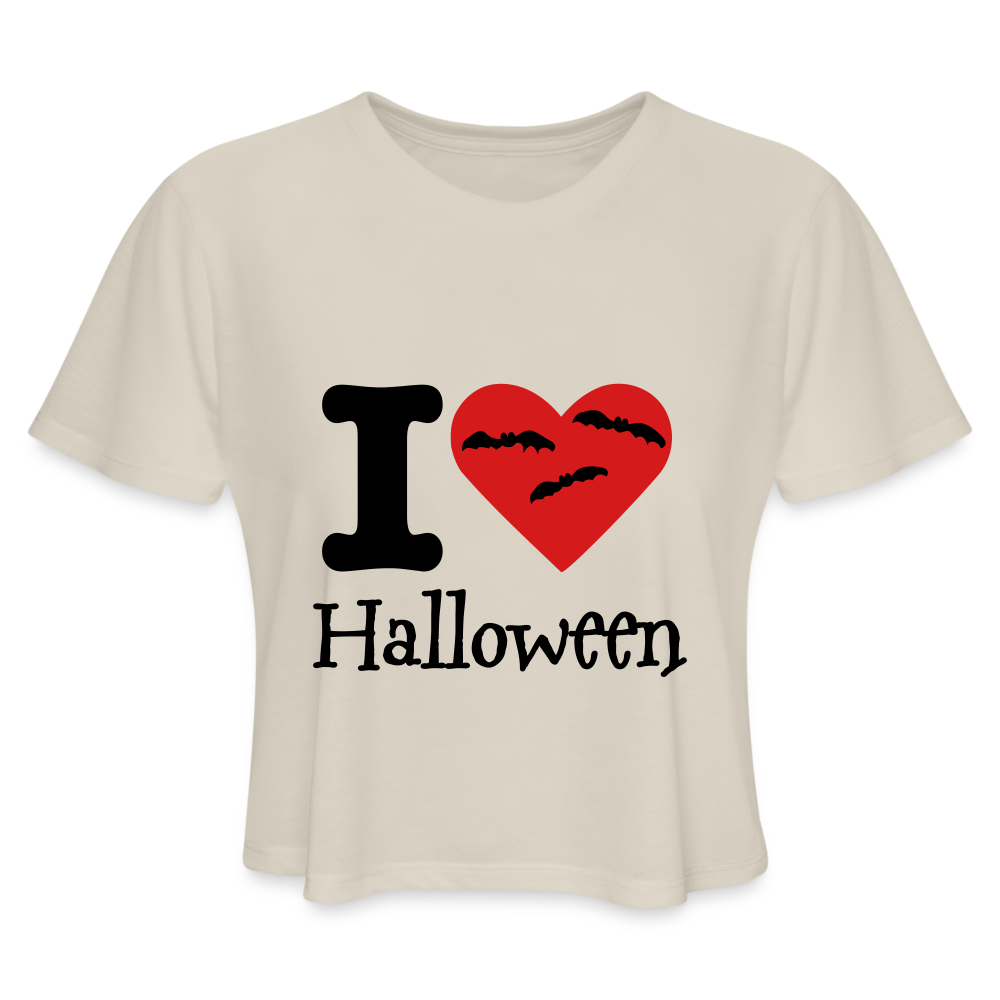 Women's Cropped T-Shirt "I Love Halloween" - dust