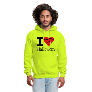 Men's Hanes Hoodie "I Love Halloween" - safety green