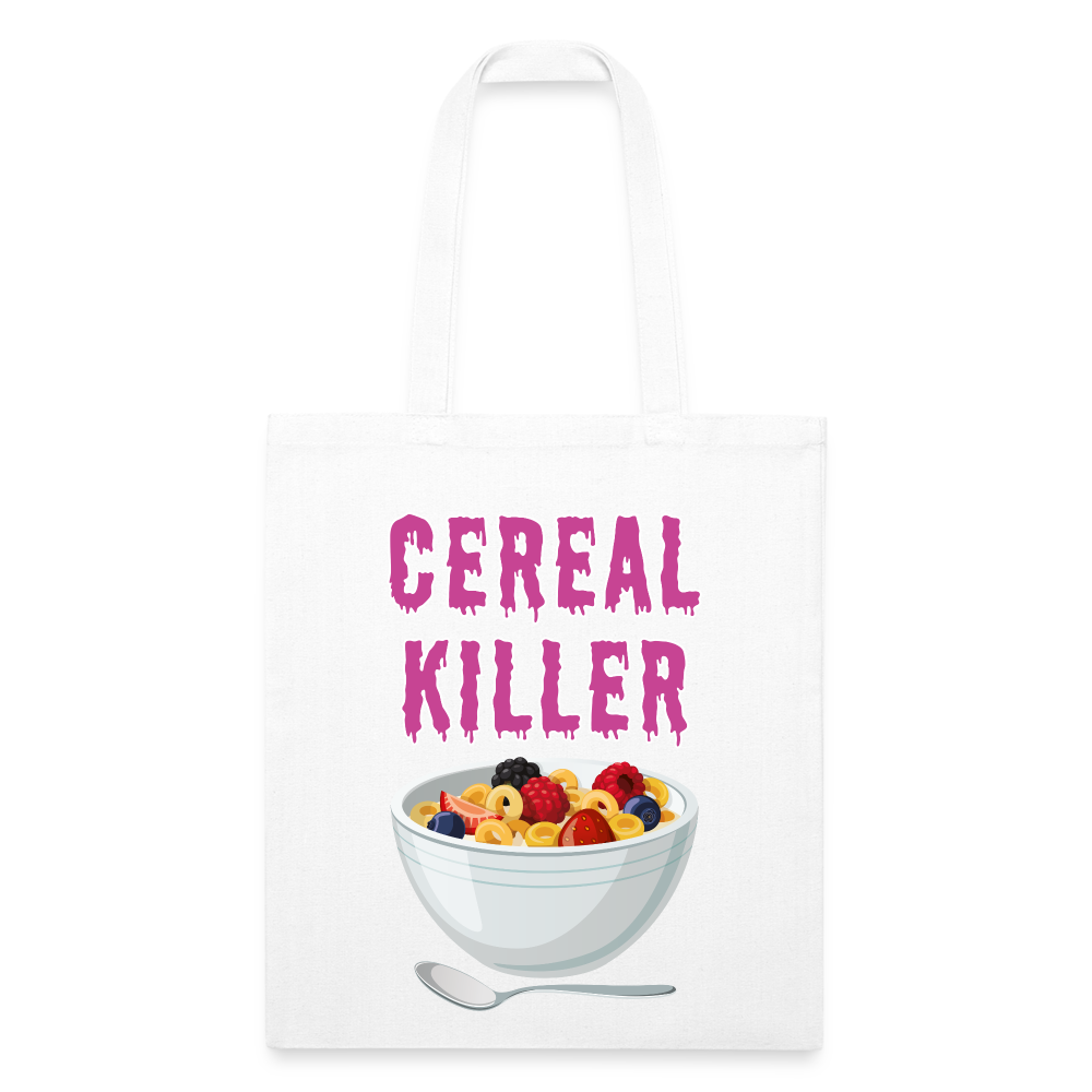 Recycled Tote Bag "Cereal Killer" - white