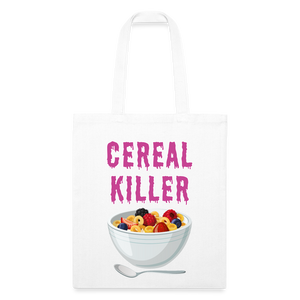 Recycled Tote Bag "Cereal Killer" - white