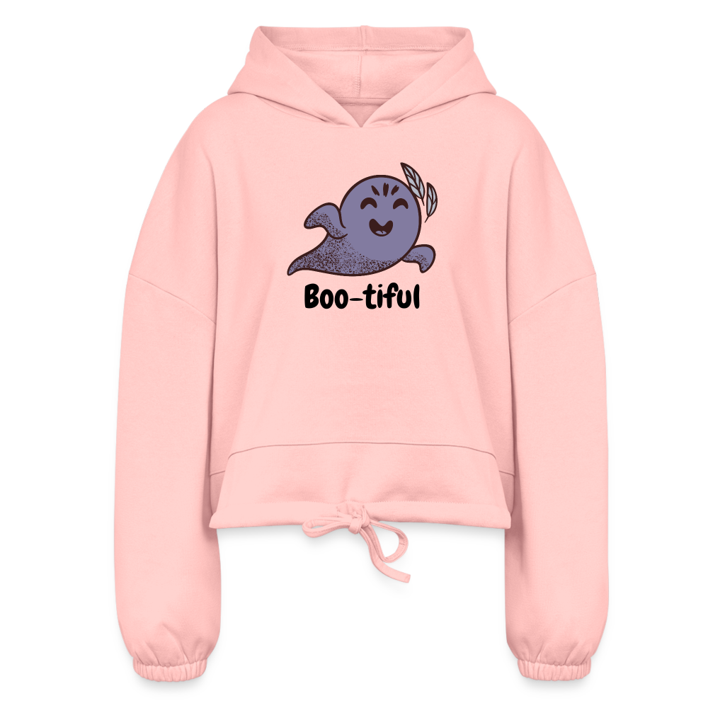 Women’s Cropped Hoodie " Boo-tiful" - light pink