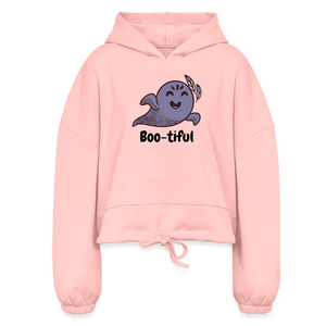 Women’s Cropped Hoodie " Boo-tiful" - light pink