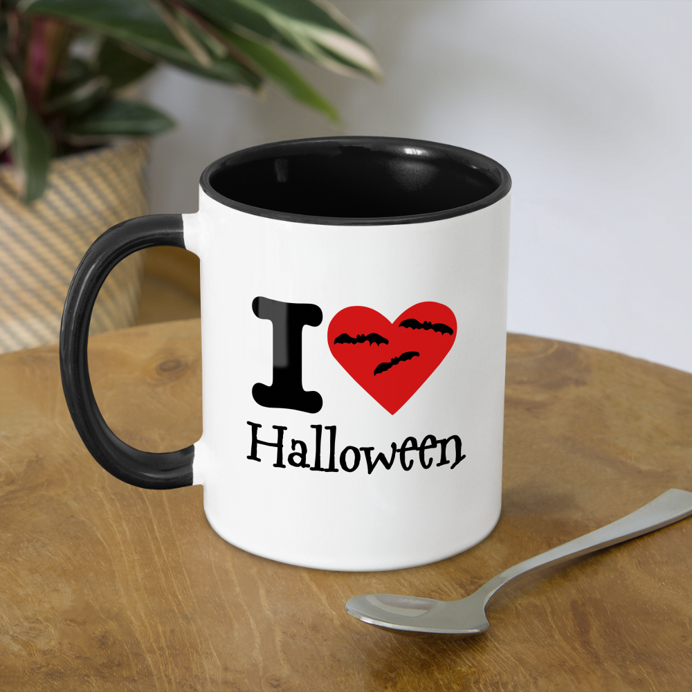 Contrast Mug "I Love Halloween" - white/black