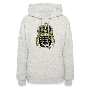 Women's Hoodie "Colorful Owl Blue Eyes" - heather oatmeal