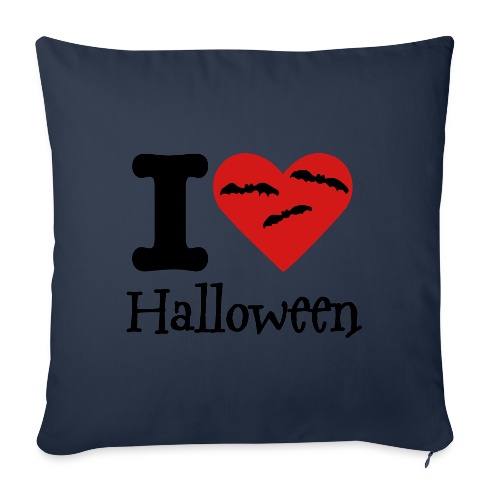 Throw Pillow Cover 18” x 18” "I Love Halloween" - navy