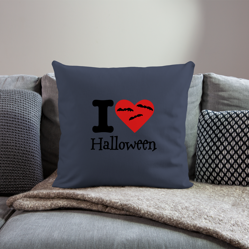 Throw Pillow Cover 18” x 18” "I Love Halloween" - navy