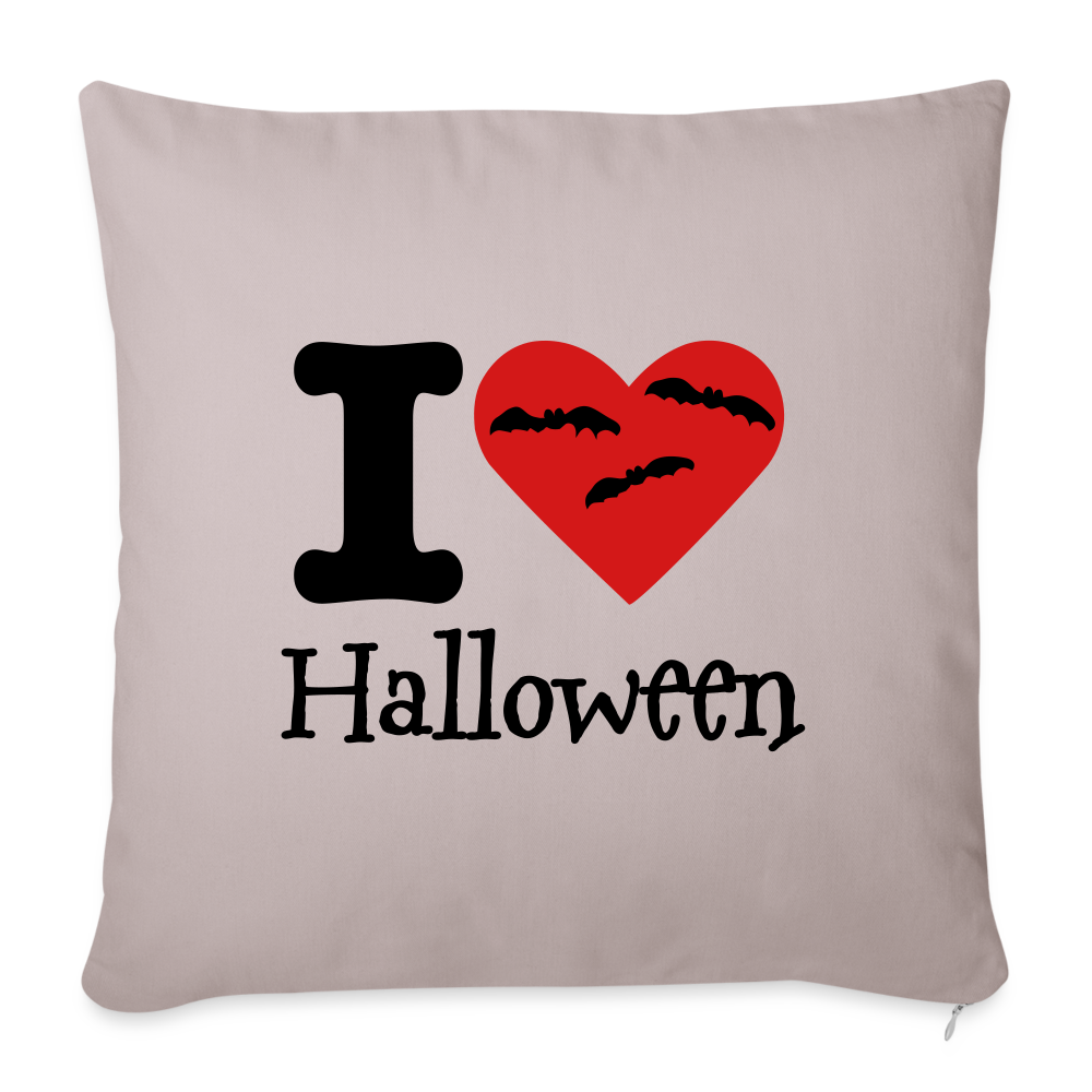 Throw Pillow Cover 18” x 18” "I Love Halloween" - light taupe