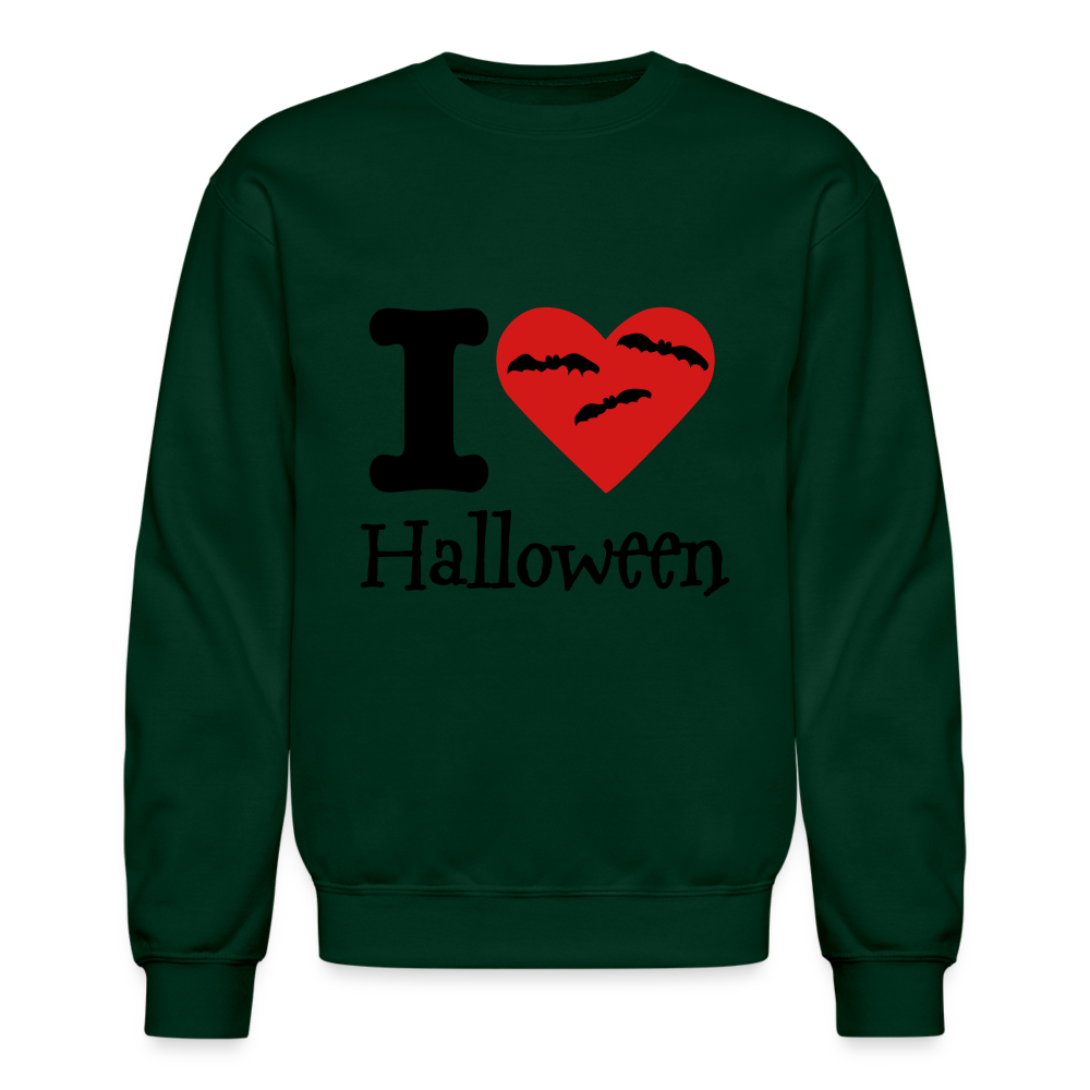 Crewneck Sweatshirt "I Love Halloween" - forest green