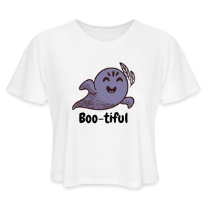 Women's Cropped T-Shirt "Boo-tiful" - white