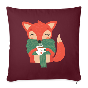 Throw Pillow Cover 18” x 18” "Cozy time" - burgundy