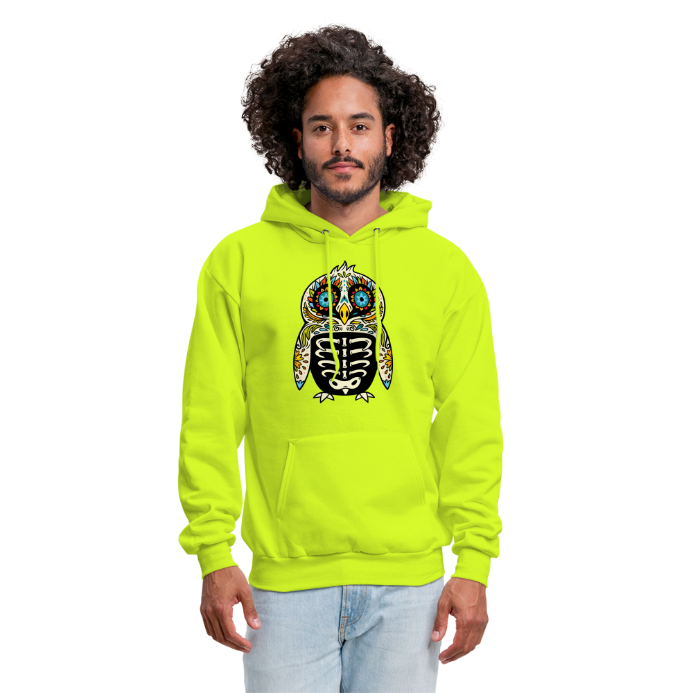 Men's Hoodie "Colorful Owl Blue Eyes" - safety green