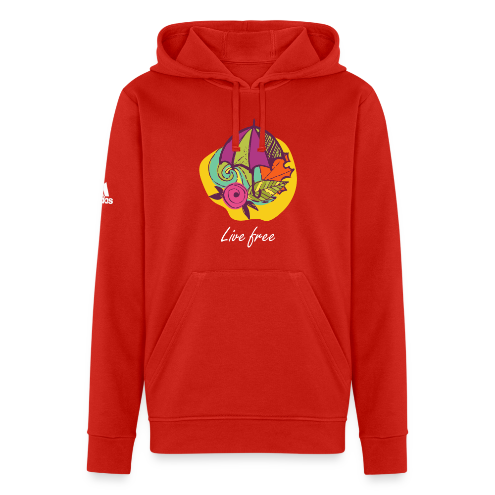 Adidas Unisex Fleece Hoodie "Live free" - red