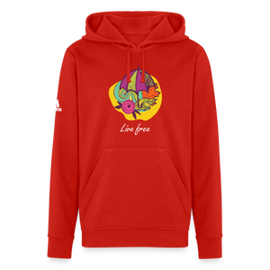 Adidas Unisex Fleece Hoodie "Live free" - red