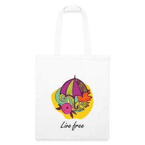 Recycled Tote Bag "Live Free" - white