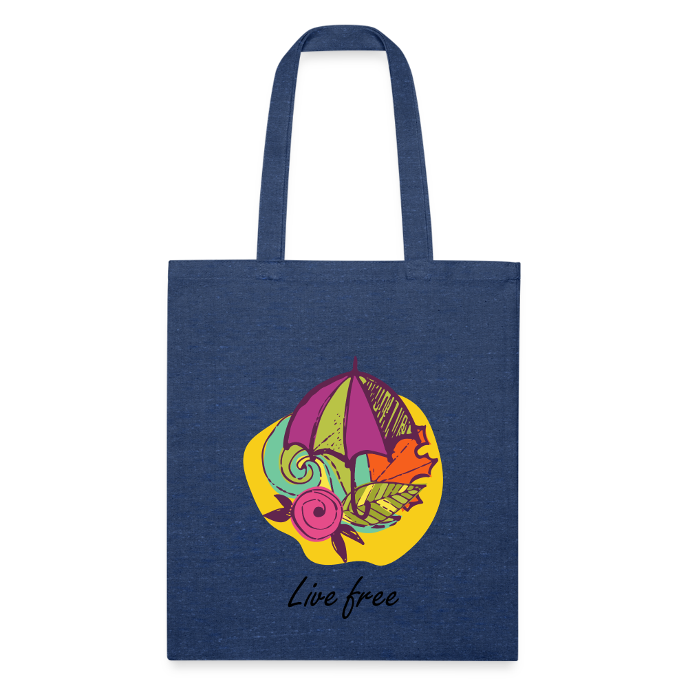 Recycled Tote Bag "Live Free" - heather navy