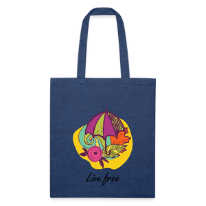 Recycled Tote Bag "Live Free" - heather navy