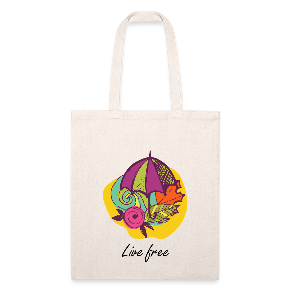 Recycled Tote Bag "Live Free" - natural