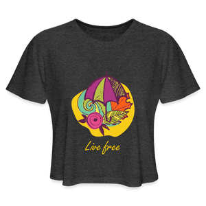 Women's Cropped T-Shirt "Live Free" - deep heather