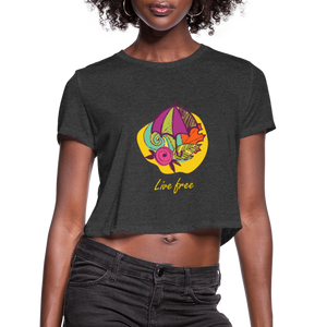 Women's Cropped T-Shirt "Live Free" - deep heather