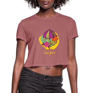 Women's Cropped T-Shirt "Live Free" - mauve